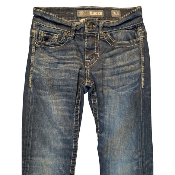 BKE Aiden Jeans Mens 25R Blue Denim BootLeg Boot Thick Stitch Double Pockets - Picture 2 of 8